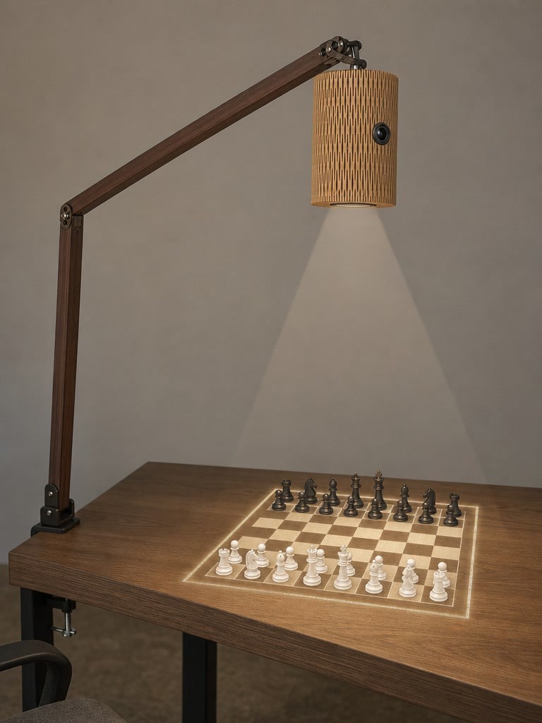 ARVIS Lamp projecting a chessboard onto a table